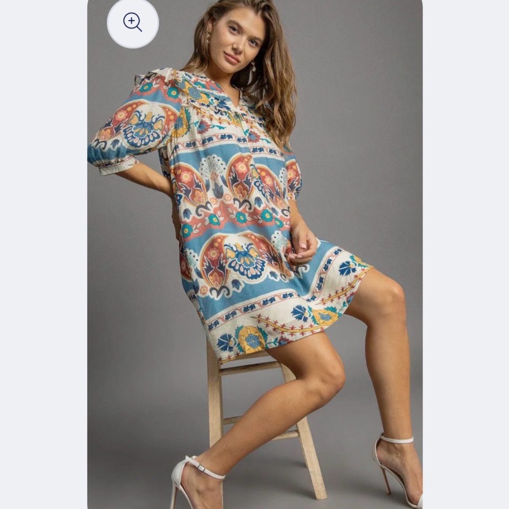 NWT Umgee lined boho print dress